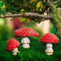 Decoración De Jardín Mágico Miniatura Resina Escultura De Hongo Que Brilla En La Oscuridad Para DIY Casa De Muñecas Estilo Pastoral - details 4