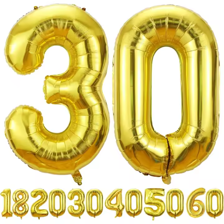 Ballons Anniversaire 30 or - 100cm - Ballon Chiffre 30 Numéro 30 - Happy Birthday Decoration Ballons Fête d'anniversaire Ans Vole Grâce à l'Hèlium 30 Ballons 30 - 1