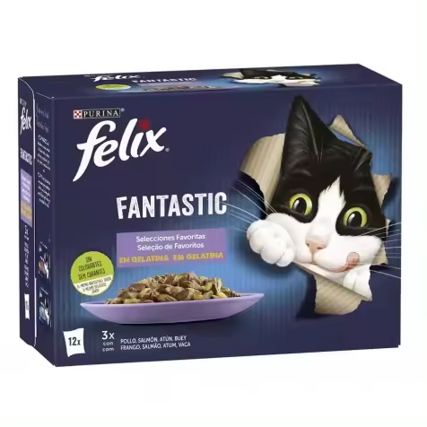 Felix Fantastic Selecciones Favoritas En Gelatina Para Gatos 12 X 85 Gr - 1