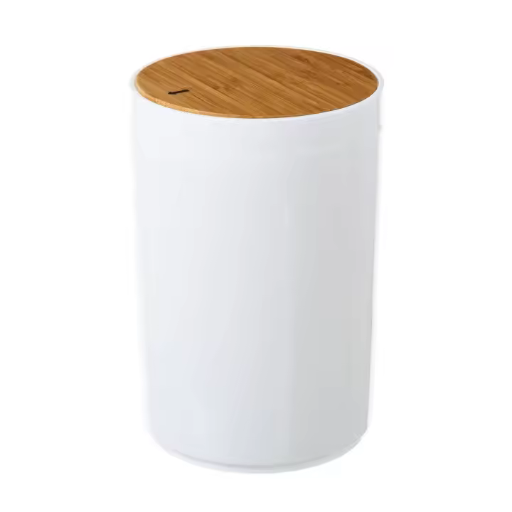 Papelera de baño de 5 litros de plástico y bambú de estilo nórdico Lola Home - 1