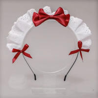 Diadema De Lace Rosa Y Blanca Con Lazo Para Mujer Vestido De Doncella Accesorio Decorativo Para Fiestas Material Poliéster - details 5