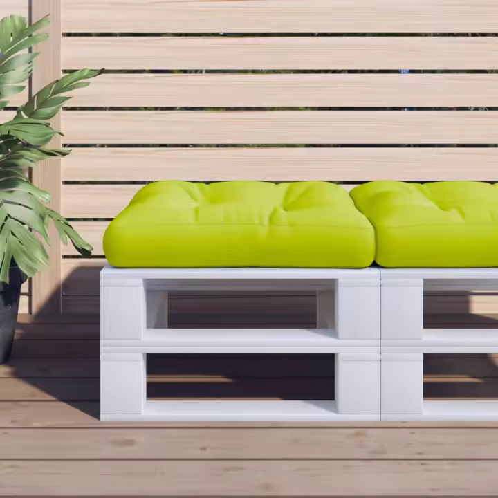 vidaXL Cojín para palés tela estampado de hojas 50x50x12 cm en color Diseño de hojas/Tuquesa/Crema y más | acolchados duraderos para sofás de jardín terraza exterior - 1