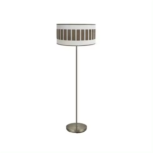 FABRILAMP Lámpara de Pie Salón Ivanna Cuero/Blanco-Madera Oscura 163x40x40 Cm - Diseño Elegante - 1