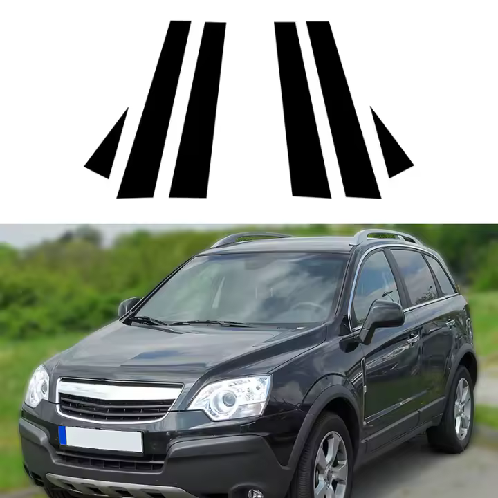 Adorno De Puerta Y Ventana Para Vauxhall Antara 2007-2014 Pegatina Decorativa De Pilares Negra Brillante Cubierta De Estilo Cromado Material Polipropileno - 1