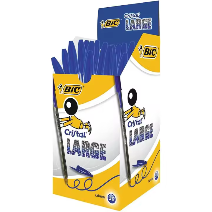 BIC Cristal Large Bolígrafo Punta Ancha 1,6mm Azul (Caja de 50 Uds.) - 1