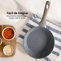 Set de 3 Sartenes de Aluminio Forjado 20/24/28 cm con Revestimiento Antiadherente de Mármol 3 Capas, Mango Ergonómico de Silicona, Aptas para Cocina de Inducción, Gas y Vitrocerámica - details 4