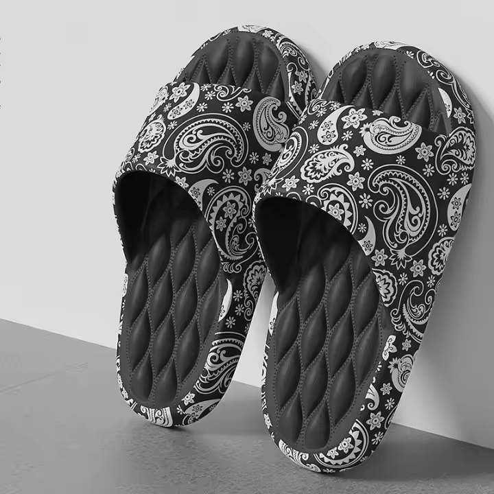 Zapatillas De Hombre De Talla Grande 48 Graffiti Con Suela EVA Para Interior Y Playa Sandalias Planas Con Diseño De Dibujos Animados - 1