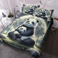 Juego De Cama Panda Luna 3 Piezas Con Fundas De Almohada Para Adultos Y Adolescentes Microfibra Animal Impresión Edad Indiferente Estilo Moderno - details 2