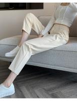 Pantalones De Trabajo Mujer Estilo Casual Cintura Alta Botones Talla Grande Color Caqui Largo Hasta El Tobillo Trasero Ancho - details 45