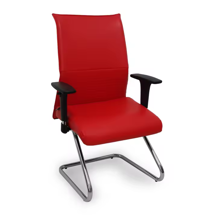 Sillón Albacete confidente patín similpiel rojo brazos regulables - 1