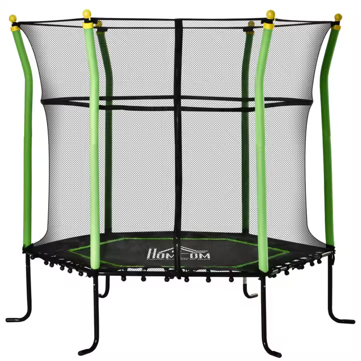 HOMCOM Cama Elástica Infantil de Jardín Trampolín para Niños de +3 Años con Superficie de Salto Ø120 cm Red de Seguridad Acero para Interior Exterior - 1