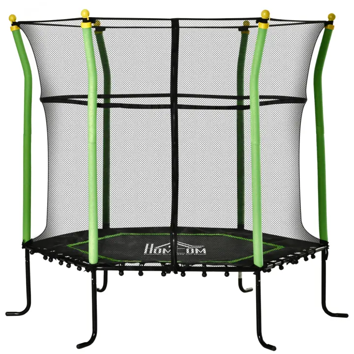 HOMCOM Cama Elástica Infantil de Jardín Trampolín para Niños de +3 Años con Superficie de Salto Ø120 cm Red de Seguridad Acero para Interior Exterior - 1