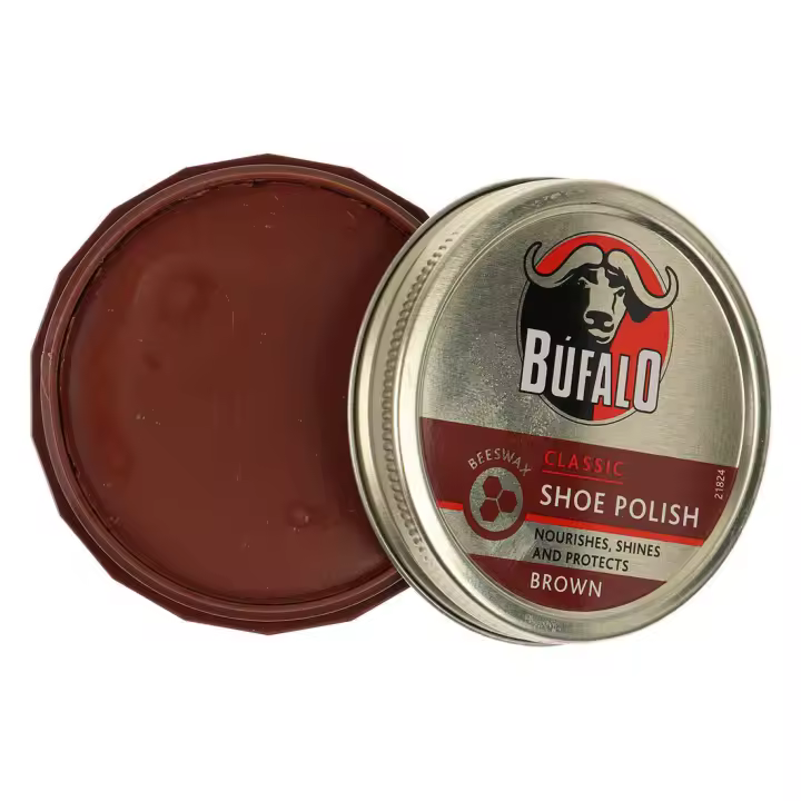 Bufalo Shoe Polish Marron - Crema para Zapatos con Cera de Abeja Auténtica para Nutrir y Proteger la Piel - 1