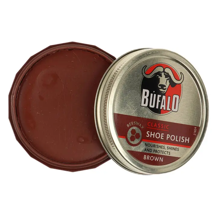 Bufalo Shoe Polish Marron - Crema para Zapatos con Cera de Abeja Auténtica para Nutrir y Proteger la Piel - 1