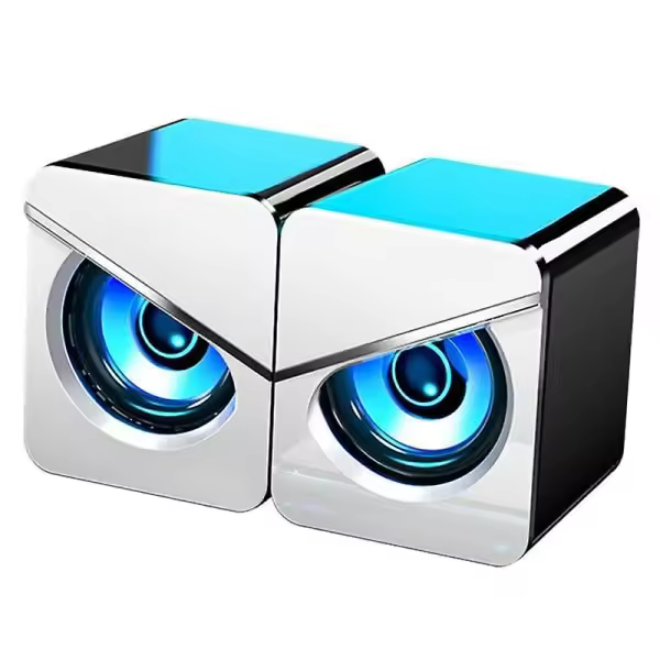 (Blanco) Altavoz de PC con sonido envolvente para juegos, graves, cable USB para computadora de escritorio Maptop M - 1