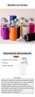 Pack de 6 a 24 unidades de Botellas de agua de cristal, con funda protectora, 8 colores diferentes, Regalos para niños, Detalles comuniones para invitados, Detalles de boda para niños.  Regalantes.com - details 0