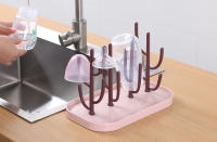 Rack De Secado Para Botellas De Bebé En Rosa Y Beige Soporte De Almacenamiento Removible Para Copas De Alimentación Con Agujeros Para Drenaje Compatible Con Máquina De Secado - details 5
