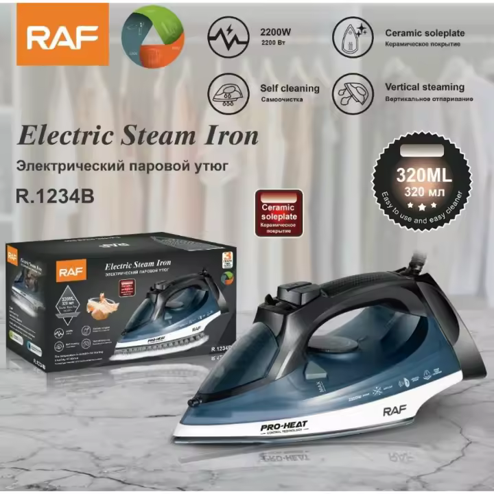 Plancha de vapor doméstica de mano tipo colgante con alambre, estándar europeo y americano RAF, plancha para planchar en seco y húmedo, uso dual, 2200 W - 1