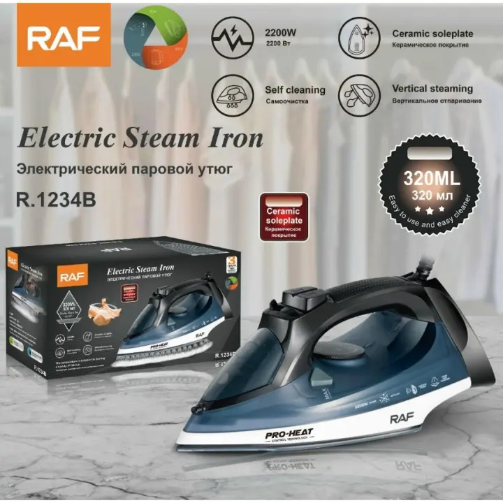 Plancha de vapor doméstica de mano tipo colgante con alambre, estándar europeo y americano RAF, plancha para planchar en seco y húmedo, uso dual, 2200 W - 1