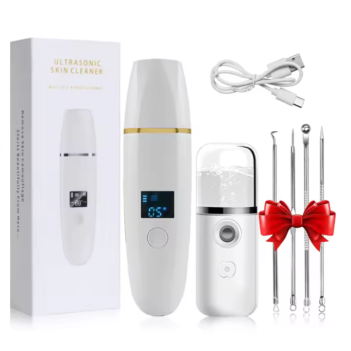 Limpieza Facial Profunda Con Raspador Ultrasonido Eliminador De Acné Y Arrugas Rejuvenecimiento De Cuero USB Recargable Plástico - 1