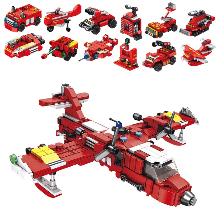 DAM. Avión de rescate de incendios 12 en 1, con 572 piezas. Construye 12 modelos individuales con 2 formas cada uno. 24x16x9cm. - 1