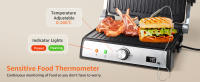 AIGOSTAR Sandwicheras y Panini con Sonda de Alimentos, Parrilla Eléctrica, Grill, Placas Antiadherentes Extraíbles, Control Automático de Temperatura( Apertura de 180º,Placas Antiadherentes,1500W) - details 2