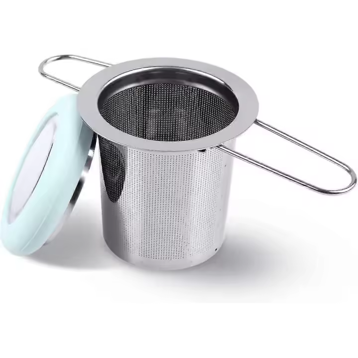 Fenshine Tea Infuser Stainless Steel Tea Strainer Folding Handle Tea Filter Extra Fine Mesh Strainer Brewing Basket With Lid For Loose Leaf Tea (light - 1