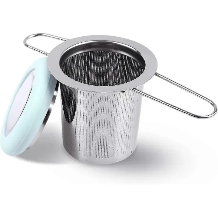Fenshine Tea Infuser Stainless Steel Tea Strainer Folding Handle Tea Filter Extra Fine Mesh Strainer Brewing Basket With Lid For Loose Leaf Tea (light - 1