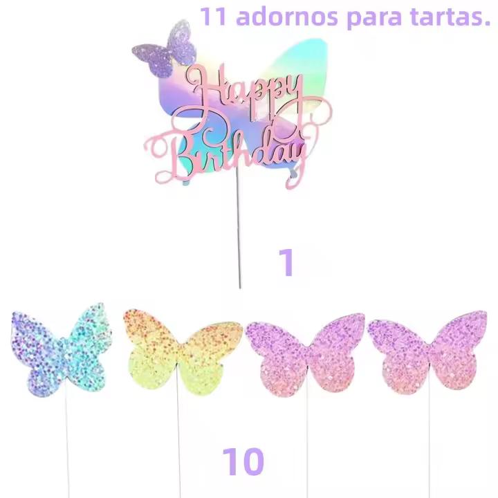 Topper De Pasteles De Mariposa Con Lentejuelas Para Cumpleaños De Princesa Decoración De Fiesta De Boda Para Niñas - 1