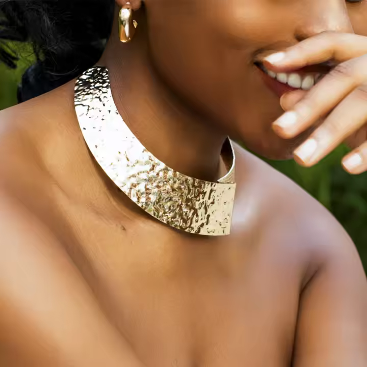 Collar Gordo Punk IngeSight.Z Para Mujer En Aleación De Hierro Color Oro Exagerado Torques Abiertos Estilo Áfricano Joyería De Verano - 1