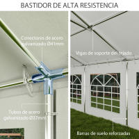 Outsunny Carpa para Fiesta 12x6 m Carpa de Jardín con 12 Paredes Laterales Desmontables y 12 Ventanas Impermeable Protección UV 30+ Cenador Gazabo para Boda Camping Blanco - details 3