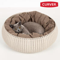 Curver - Cama para perros, medidas de 55x54x21 cm, color arena, incluye cojín de fibra de poliéster lavable con acabado de felpa acolchado, estructura de polipropileno, camas para perros pequeños, cama para mascotas - details 5