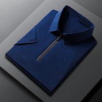 Polera De Polo Para Hombre Con Cierre De Cremallera Y Mangas Cortas En 8 Colores Sólidos Cómoda Y Transpirable Para Verano - details 7