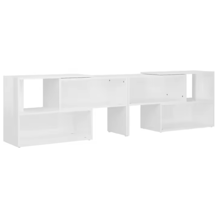 Mueble de TV madera contrachapada blanco brillante 149x30x52 cm - 1