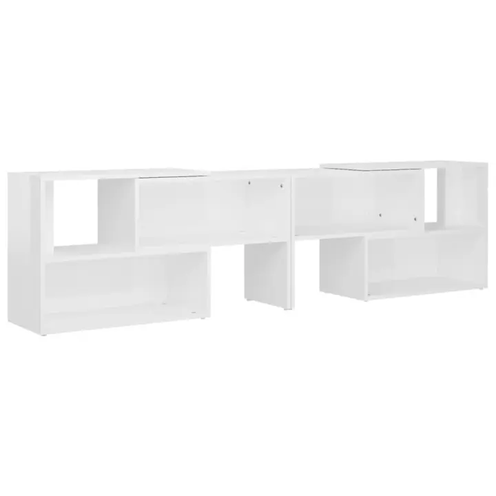 Mueble de TV madera contrachapada blanco brillante 149x30x52 cm - 1