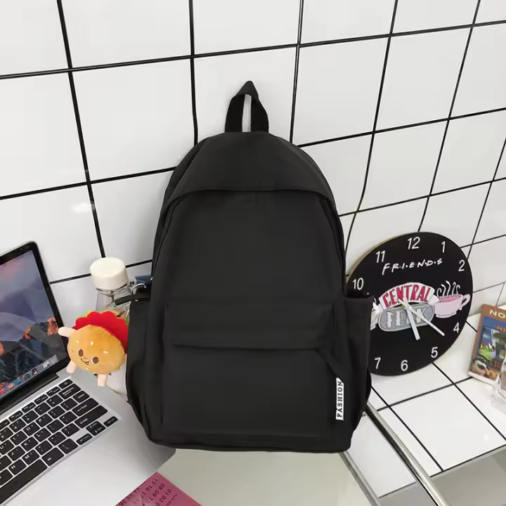 Mochila De Nylon Impermeable Para Niñas Y Adolescentes Con Capacidad Para Portátil Mochila De Viaje Unisex Negro Rosa - 1