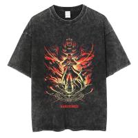 Camiseta De Algodón Casual De Verano Con Impresión De Anime Japonés FULLMETAL ALCHEMIST Vintage Washed Estilo Callejero Para Hombres Sin Capucha Cuello Redondo - details 3