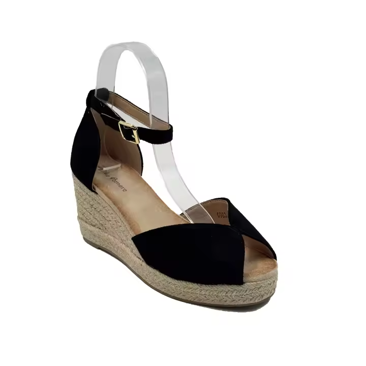 Zapato de cuña elegante con punta abierta y plataforma de esparto - 1