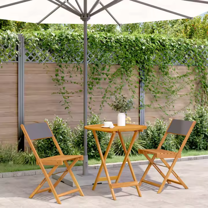 vidaXL Juego de bistro de 3 piezas tela y madera maciza antracita - 1