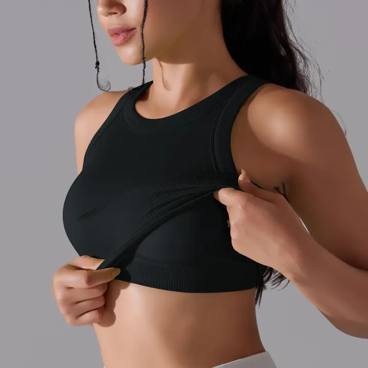 Sujetador Deportivo De 2 Grados Para Mujer Sexy Yoga Alta Soporte Impacto Deporte Ropa Interior Correr Secado rápido Top Deporte Gimnasio Con almohadillas - 1