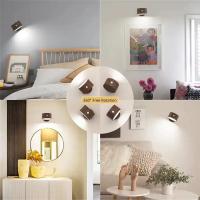 Lámpara De Pared Móvil Magnética Para Dormitorio Y Sala De Estar Interior Material De Madera Cargable USB Rotación De 360 Grados Luz De Sconce Toque - details 2