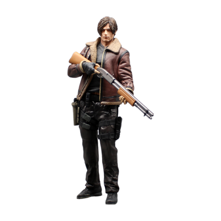 33cm Leon Zombie Hunter Leather Leon Anime Figure Boys Collection Action Model Doll Desk Decoration Gk Large Statue Toys Gifts