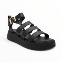 Sandalias plataforma negro leopardo tiras pulsera tobillera planta acolchada ajuste hebilla mujer tendencia 2025 altamoda - details 2