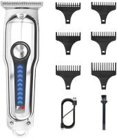 Cortapelos de acero inoxidable plateado para barberos profesionales e individuos para recortar todo tipo de cabello, barba, cuerpo/pecho, recortador inalámbrico recargable - details 2