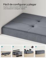 Banco de almacenaje plegable de terciopelo, taburete reposapiés con 2 cajas, 110x38x38 cm, capacidad 300 kg, para entrada y dormitorio, en gris paloma, gris pizarra, negro tinta, rosa caramelo - details 7