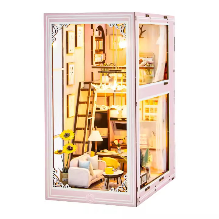 DAM. Apartamento Rosa. Book Nook realista con gran detalle, cubierta y luces led. 12x18x23cm. - 1