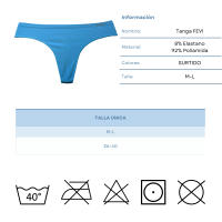 FEVI | Pack de 12 Tangas | Suaves y Cómodas | 12 Colores: Granate, Morado, Rosa, Gris, Azul, Turquesa, Azul Oscuro, Marino, Salmón, Naranja, Naranja Claro, Verde Agua | Transpirables | Talla Única M-L - details 0