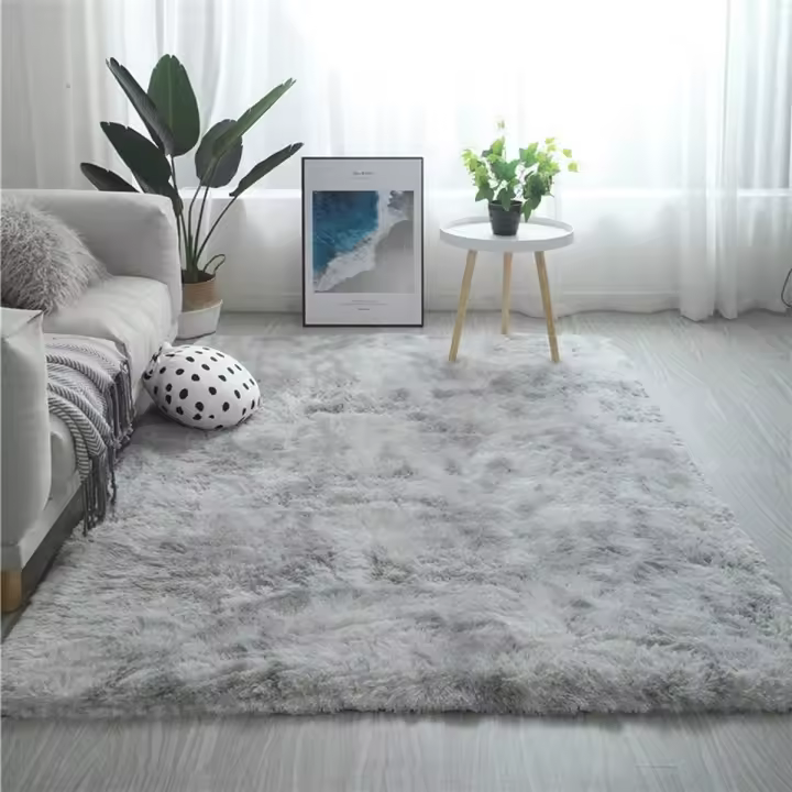 Alfombra De Dormitorio Alfombras Modernas para Sala De Estar Alfombra Peluda Suave Y Mullida Alfombra Extra Suave Y Cómoda Alfombra Gruesa Mullida Antideslizante para Interiores para Sala De Estar (Gris Blanco, 120*200cm)-Sunny - 1