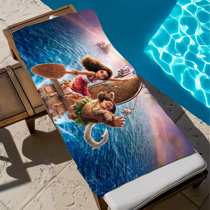 Toalla De Playa Grande De Secado Rápido Dibujos Animados Moana 2 Para Deporte Gimnasio Baño Camping Viaje Tamaño 150x220CM - 1