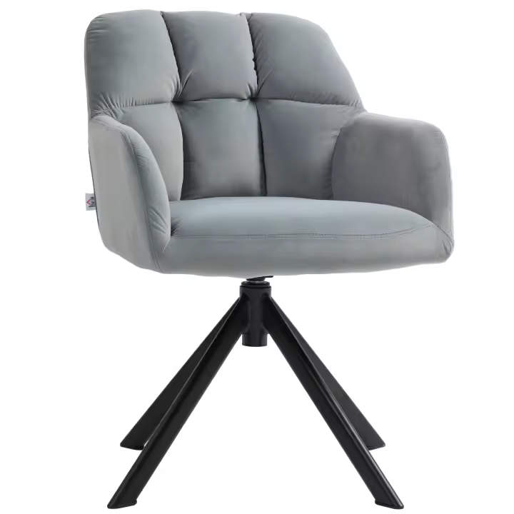 Sellón Cecodadi Sillón giratorio con aspecto de terciopelo, reposabrazos, Sillón giratorio con patias de metal, Dormitorio, Salón, Gris - 1